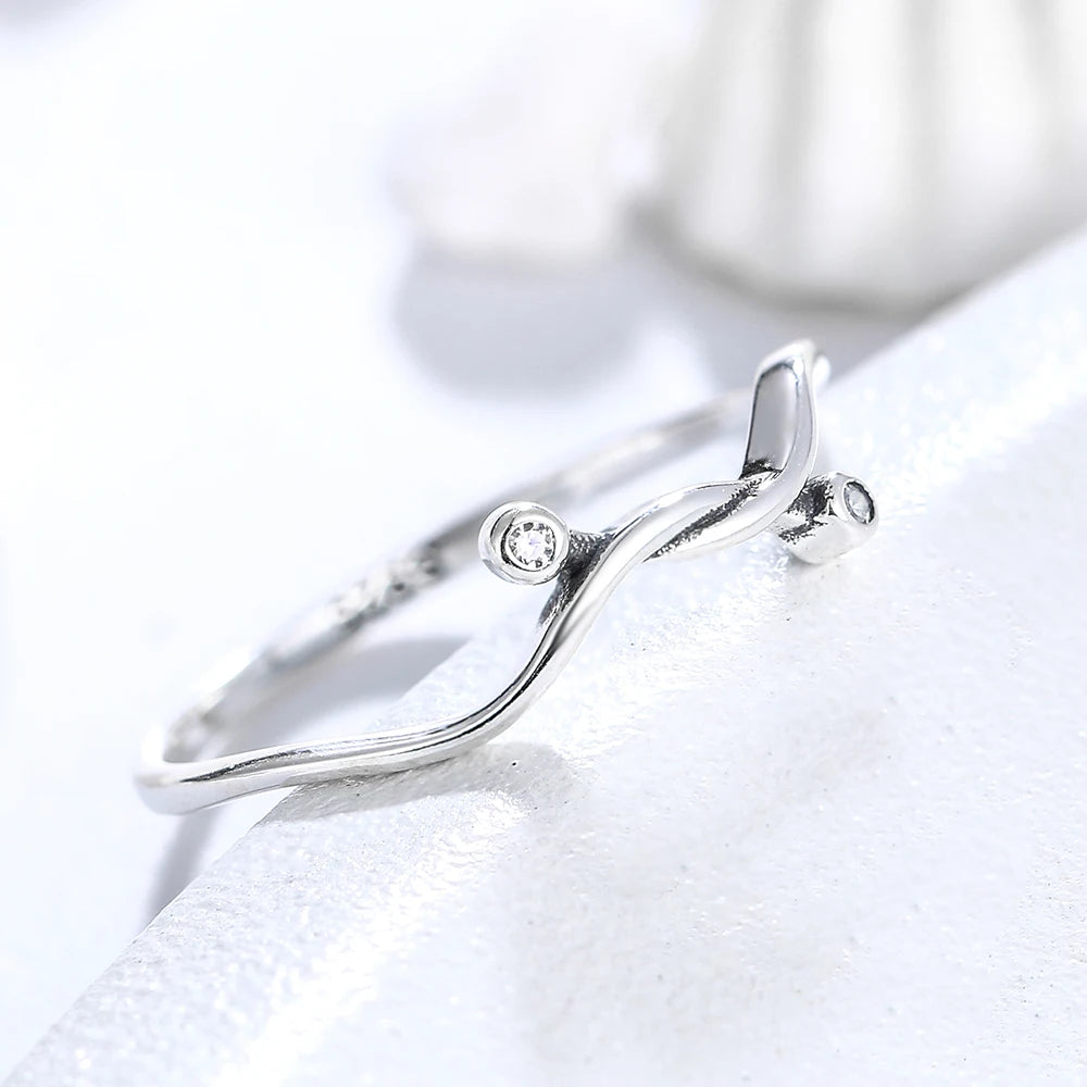 925 Sterling Silver Vintage Irregular Zircon Ring for Women