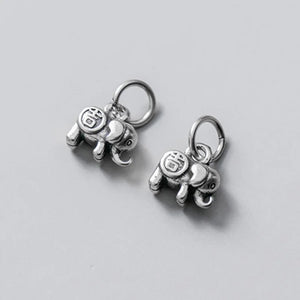 925 Sterling Silver Vintage Elephant Charms Dangle Pendant