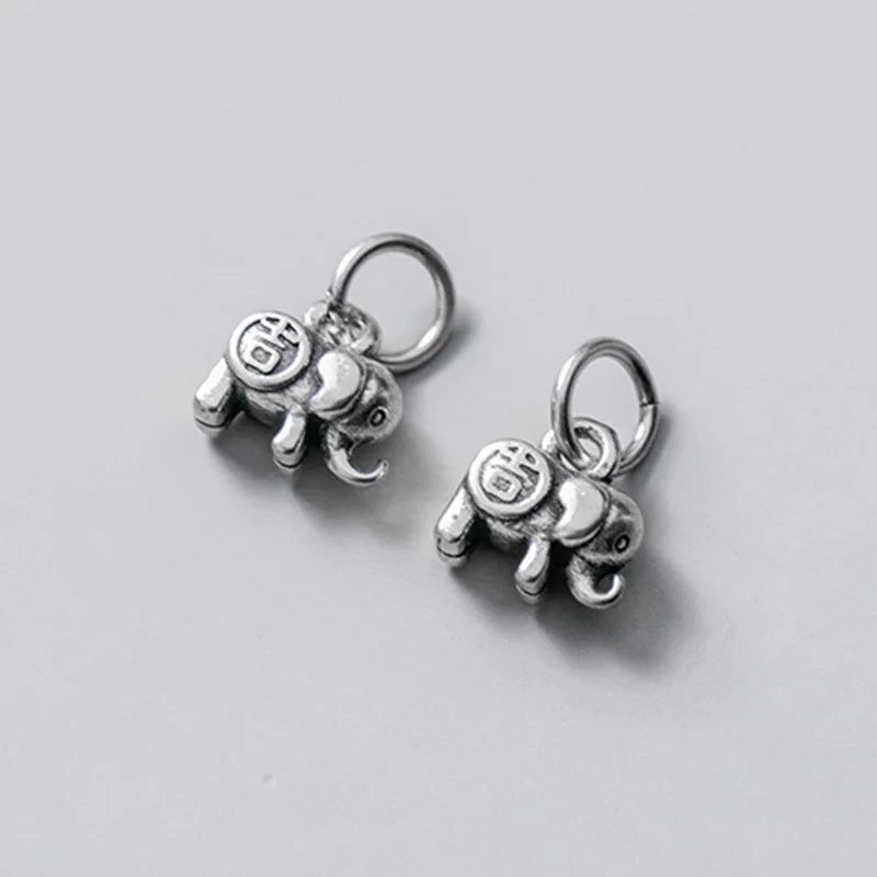 925 Sterling Silver Vintage Elephant Charms Dangle Pendant