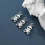 925 Sterling Silver Vintage Man Woman Punk Skull Charms Earring Dangle