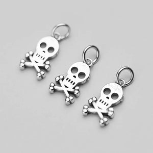 925 Sterling Silver Vintage Man Woman Punk Skull Charms Earring Dangle