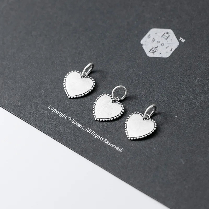 925 Silver Vintage Dangle Heart Charms Pendant DIY Jewelry Findings