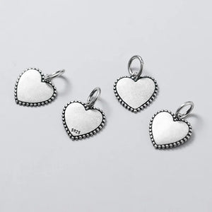 925 Silver Vintage Dangle Heart Charms Pendant DIY Jewelry Findings