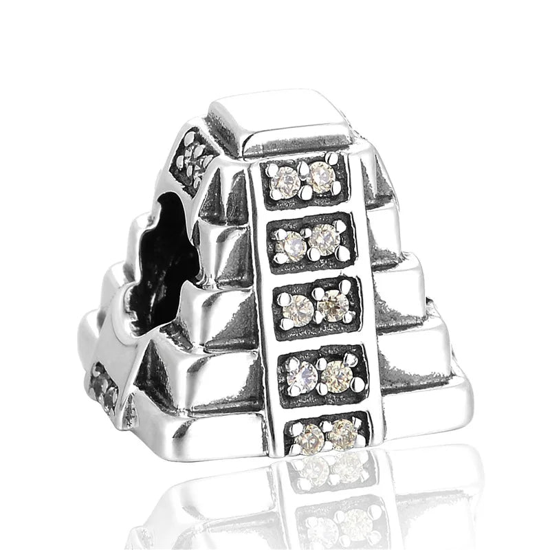 925 Silver Vintage Mayan Pyramid Building Charms
