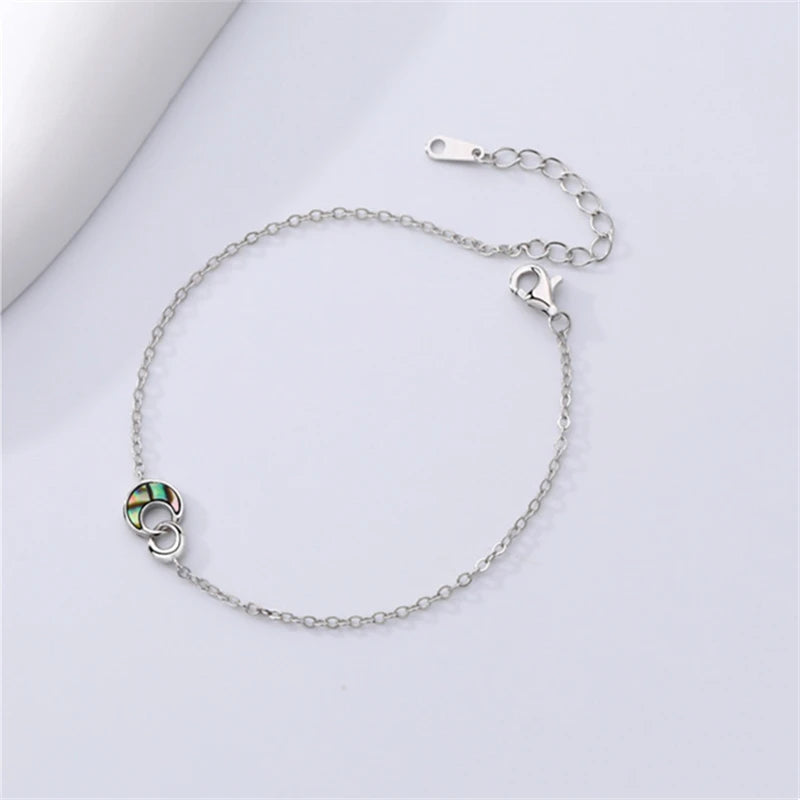925 Silver Vintage Moon Abalone Shell Bracelet Women Girls Charm Jewelry