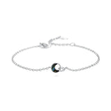 925 Silver Vintage Moon Abalone Shell Bracelet Women Girls Charm Jewelry