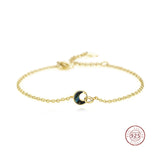 925 Silver Vintage Moon Abalone Shell Bracelet Women Girls Charm Jewelry
