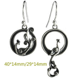 925 Silver Vintage Phoenix Drop Earrings Chinese Style Holiday Gift