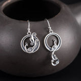 925 Silver Vintage Phoenix Drop Earrings Chinese Style Holiday Gift
