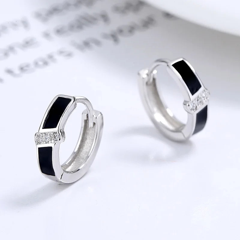 925 Silver Vintage Rainbow Zircon Clip Stud Earrings for Women