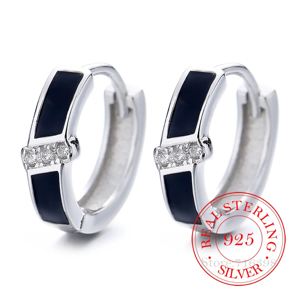 925 Silver Vintage Rainbow Zircon Clip Stud Earrings for Women