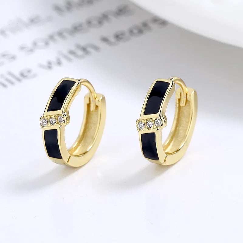 925 Silver Vintage Rainbow Zircon Clip Stud Earrings for Women