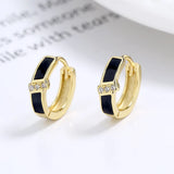 925 Silver Vintage Rainbow Zircon Clip Stud Earrings for Women
