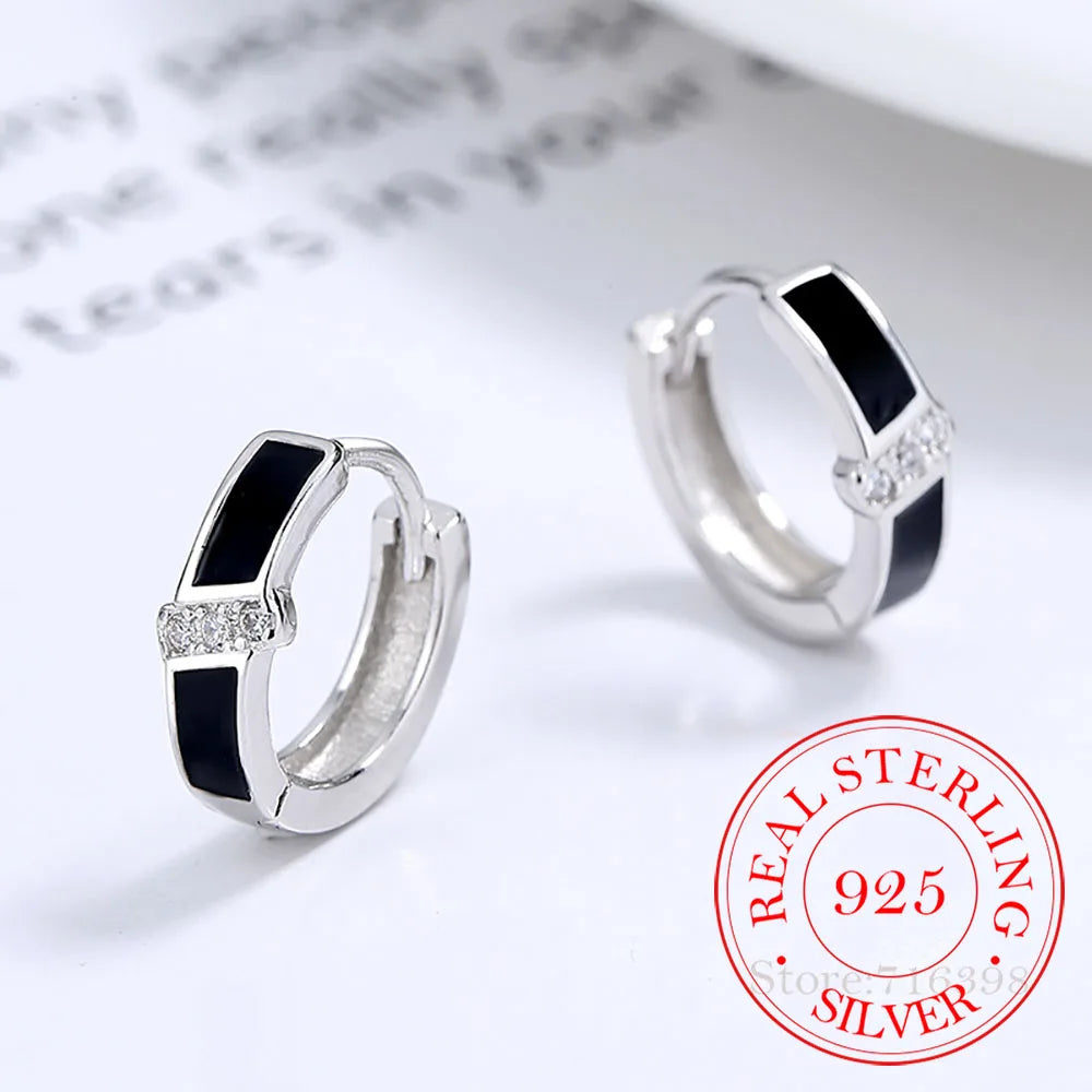 925 Silver Vintage Rainbow Zircon Clip Stud Earrings for Women
