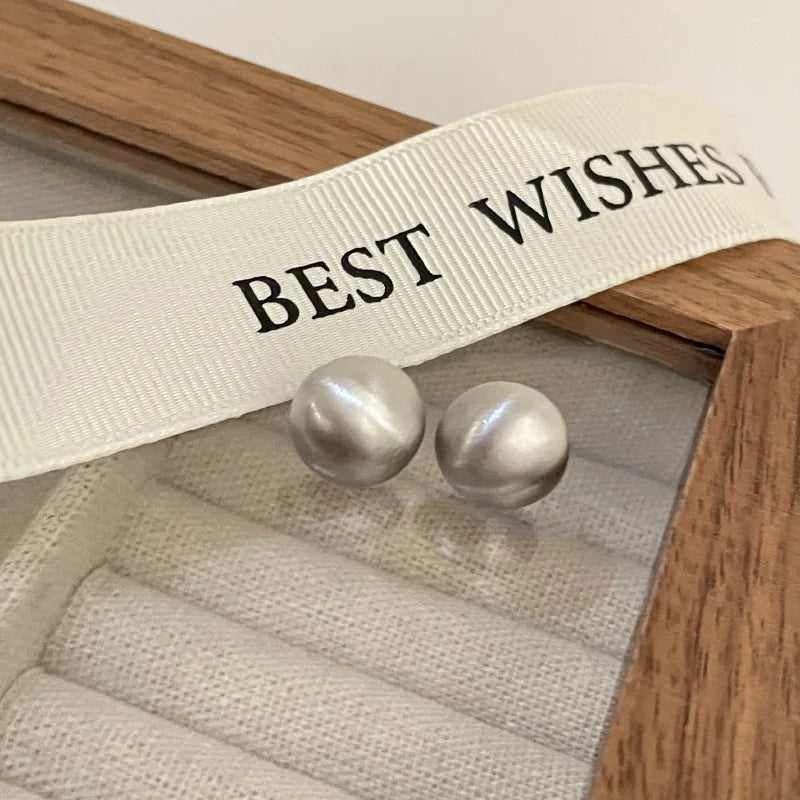 925 Silver Vintage Ball Earrings Women Jewelry Allergy-Free Party Gift
