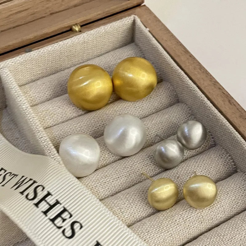 925 Silver Vintage Ball Earrings Women Jewelry Allergy-Free Party Gift