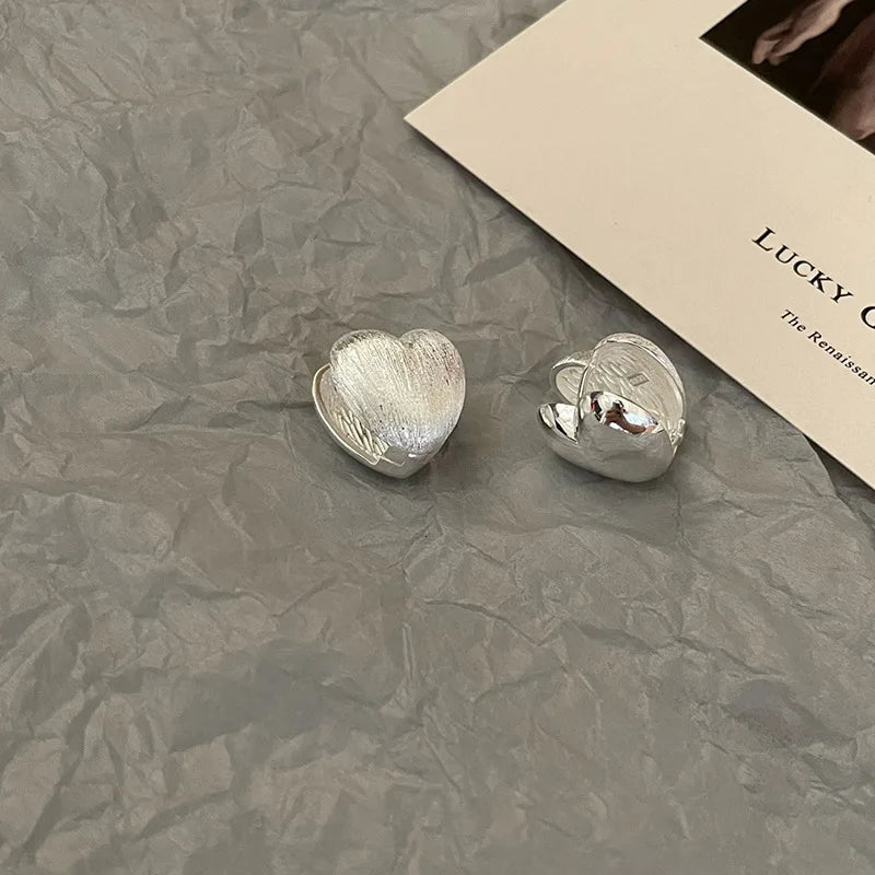 925 Sterling Silver Vintage Shinning Heart Shape Earrings For Women