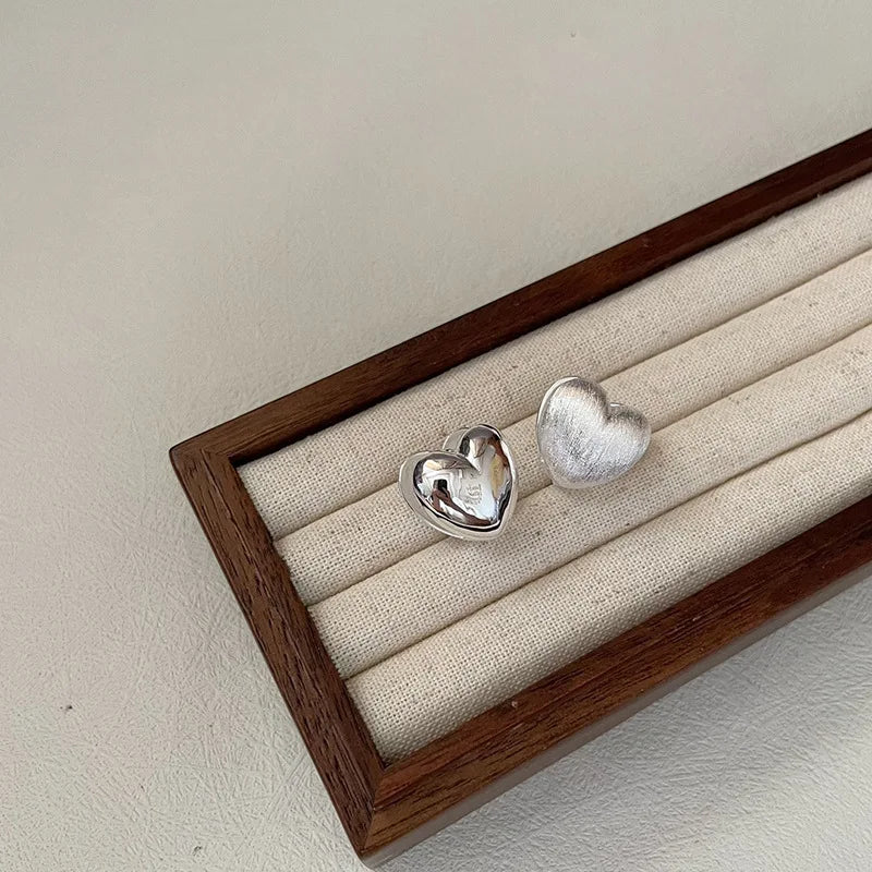 925 Sterling Silver Vintage Shinning Heart Shape Earrings For Women