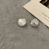 925 Sterling Silver Vintage Shinning Heart Shape Earrings For Women