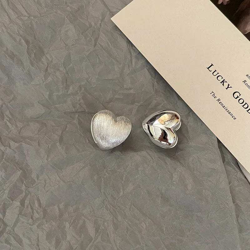 925 Sterling Silver Vintage Shinning Heart Shape Earrings For Women