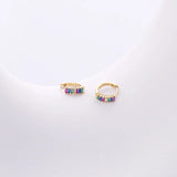 925 Silver Rainbow Zircon Hoop Earrings Wedding Jewelry