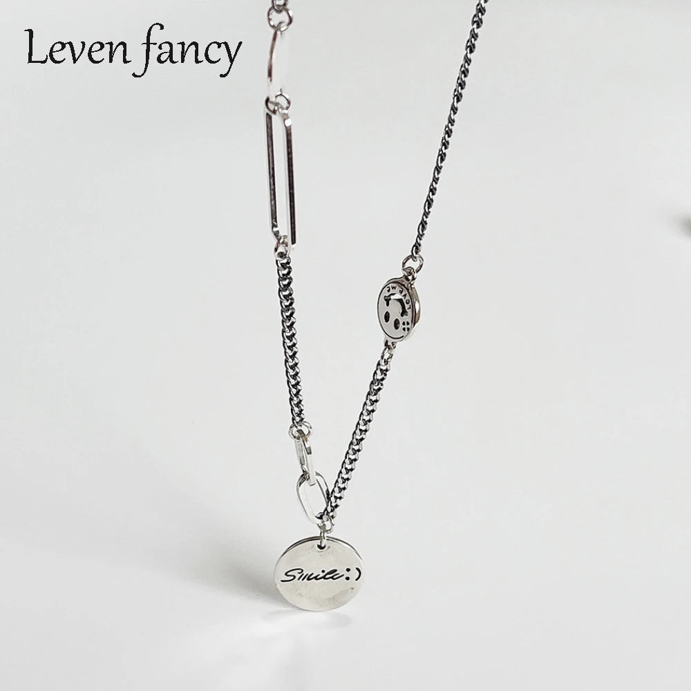925 Silver Smiley Pendant Necklace Happy Expression Delicate Jewelry Gift