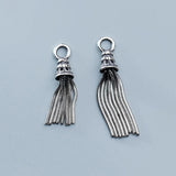 925 Sterling Silver Vintage Snake Chain Tassel Charm Antique Craftwork S925