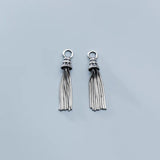 925 Sterling Silver Vintage Snake Chain Tassel Charm Antique Craftwork S925