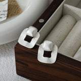 925 Silver Vintage Square Earrings Women Allergy-Free Party Jewelry Gift