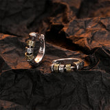 925 Sterling Silver Vintage Textured Round Ring Ear Buckle Hoop Earrings