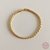 925 Silver Vintage Twisted Bracelet Men Punk Hip Hop Classic