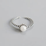 925 Silver Vintage Twisted Wrap Ring Pearl Spiral Ring