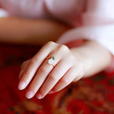 925 Silver Vintage Hetian Jade Enamel Women's Chinese Style Open