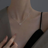 925 Sterling Silver W Letter Alien Love Necklace
