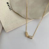 925 Silver Choker Necklace 2 Crystal Beads Pendant 14K Plated Jewelry