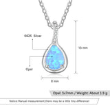 Sterling Silver Opal Water Drop Necklace Geometric Pendant
