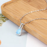 Sterling Silver Opal Water Drop Necklace Geometric Pendant