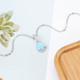 Sterling Silver Opal Water Drop Necklace Geometric Pendant
