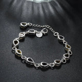 925 Sterling Silver Water Drop Crystal Bracelet For Women