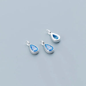 925 Silver Water Drop Dangle Charms Gem Decoration DIY Women Jewelry Gift