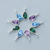 925 Silver Water Drop Dangle Charms Gem Decoration DIY Women Jewelry Gift
