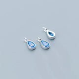 925 Silver Water Drop Dangle Charms Gem Decoration DIY Women Jewelry Gift