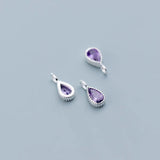 925 Silver Water Drop Dangle Charms Gem Decoration DIY Women Jewelry Gift