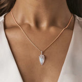 925 Silver Moonstone Charm Rose Necklace Women's Jewelry