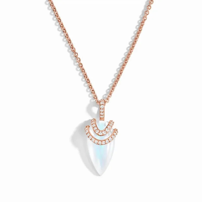925 Silver Moonstone Charm Rose Necklace Women's Jewelry