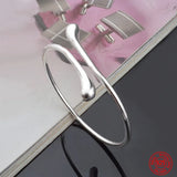 925 Silver Water Drop Open Cuff Bracelet Bangle Women Wedding Jewelry