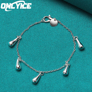925 Silver Water Drop Pendant Bracelet For Women