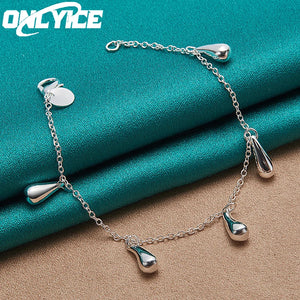 925 Silver Water Drop Pendant Bracelet For Women