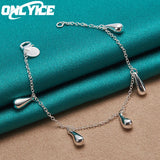 925 Silver Water Drop Pendant Bracelet For Women