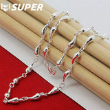 925 Silver Water Drop Pendant Necklace 18 Inch Chain